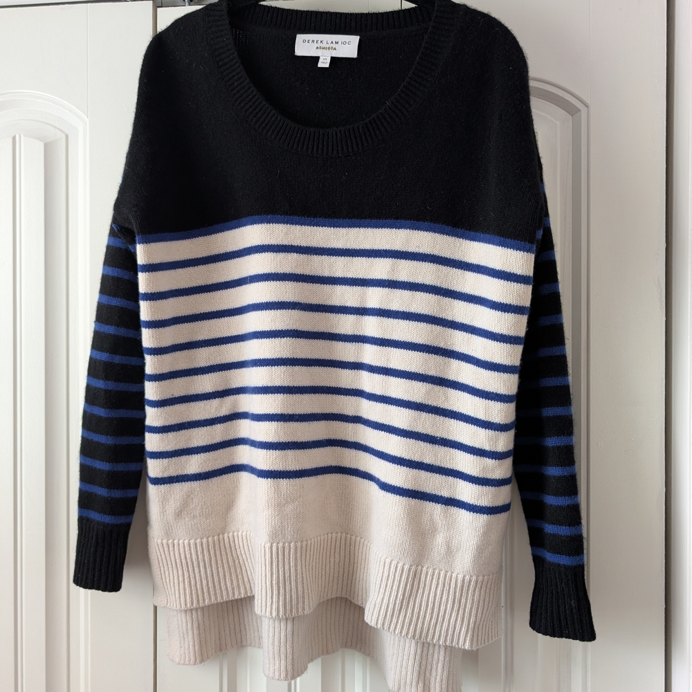 10 Crosby Derek Lam By Athleta Black and Blue Striped Sweater